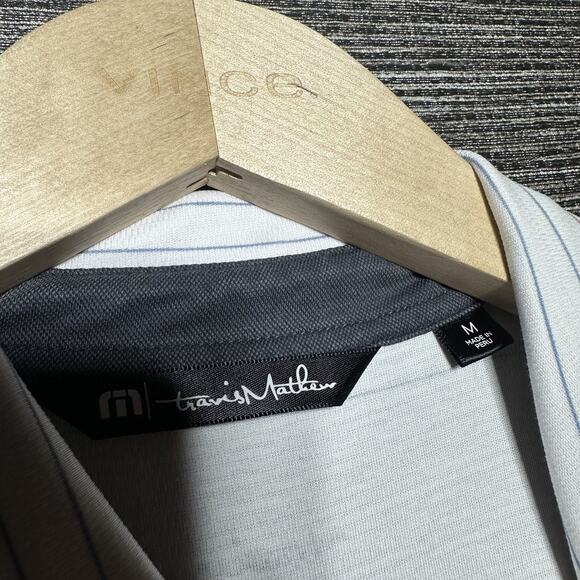 Travis Mathew Polo Shirt Men's M White Striped Short Sleeve Golf - Picture 2 of 13